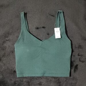 Offline By Aerie Dark Green Cropped Tank Top With Built In Bra